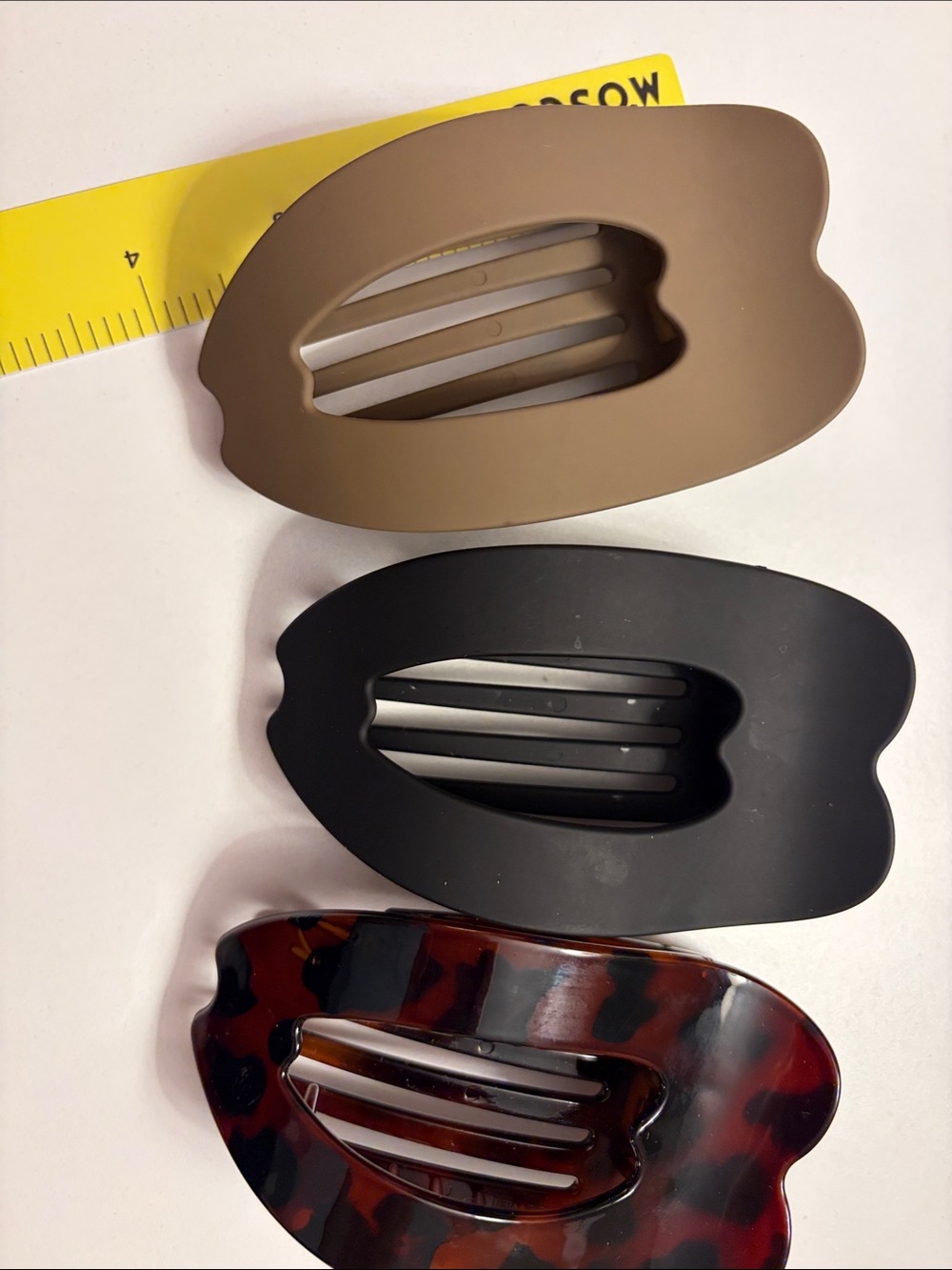 3 Large Matte Black, Brown, Tortoise Pattern Hair Claw Clips-New No Tag